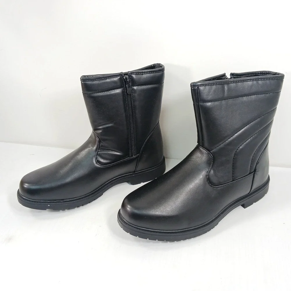 Mens Black Faux Fur Lined Side Zip Winter Boots Style 7703 Size 12